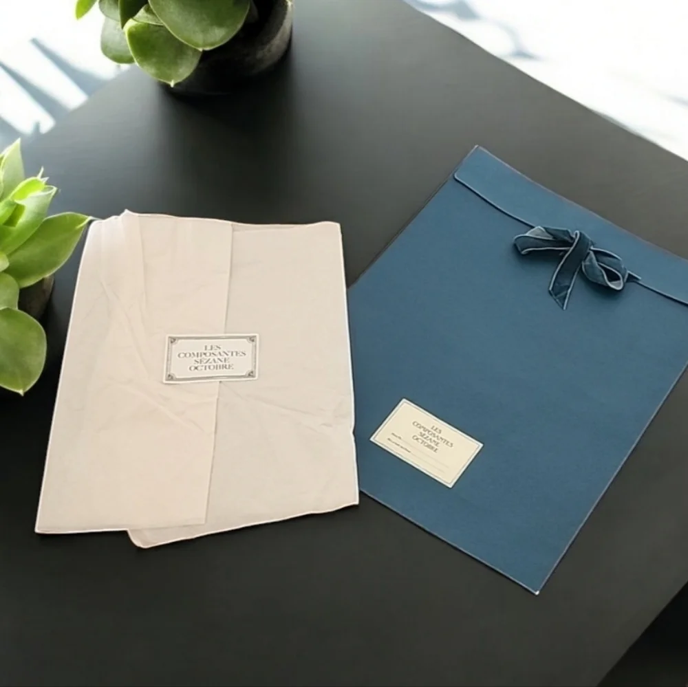 SEZANE Blue Paper Gift Bag Tissue Wrap for Scarf Pouch Purse Wrapping France - Picture 1 of 10